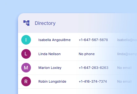 Contacts group view in CaseRM's company directory