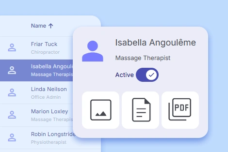File attachment section in the Team module for uploading supporting documentation