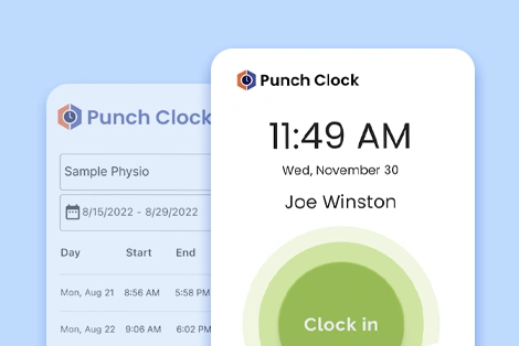 Track Time feature showing clock in and clock out options in CaseRM