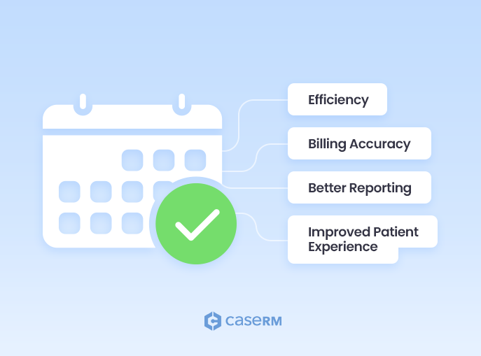 Calendar icon with checkmark and appointment state benefits