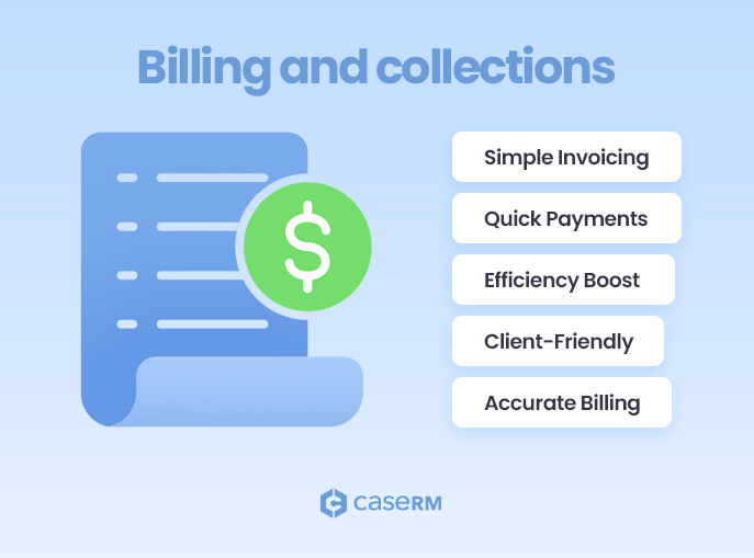 Illustration of a bill with labels showing simple invoice, efficiency, and accurate billing to improve cash-flow